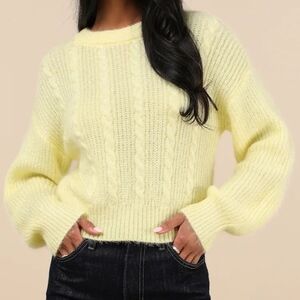 NWT Lulu's Lemon Cable Knit Sweater 🍋